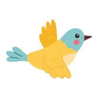 Bright spring bird in flight on a white background. illustration. vector