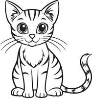 Cat sitting Line art silhouette image vector