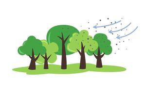 air pollution with dust PM2.5 concept. tree protect vector