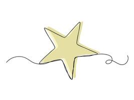 Continuous one line star art isolated. vector