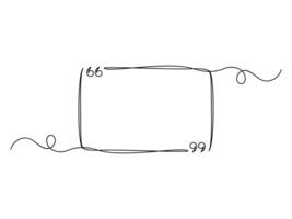 Continuous one line quote frame art isolated. vector