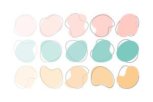 Liquid blob shapes, pastel organic random forms, fluid silhouette, simple smooth ink stain. Abstract figures from from transparent to bright color. Highlight for social media stories vector
