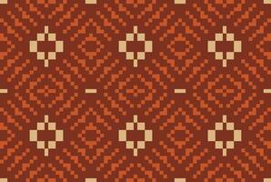 Pixel Art Abstract Ikat Kurti Patternfolk Embroidery, Aztec Geometric Ornament Print. Design for Carpet, Wallpaper, Clothing, Wrapping, Fabric vector