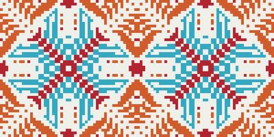 Pixel Art Abstract Seamless Abstract Geometric Patternfolk Embroidery, Aztec Geometric Ornament Print. Design for Carpet, Wallpaper, Clothing, Wrapping, Fabric vector