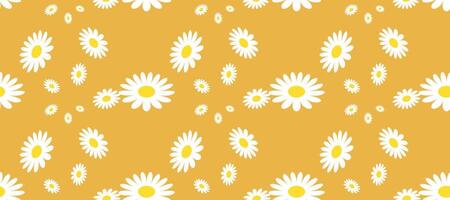 Bloom Seamless Pattern With Daisy Flower on Color Backgrounds . Cute Floral Print. vector