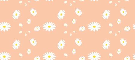 Vintage Daisy Pattern Printable. Modern Seamless Pattern of White Daisies on Color Background. vector