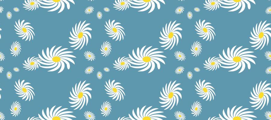Daisy Flower Pattern. Retro Floral Print With White Flowers. Background for Trendy Fabrics, Wallpapers.