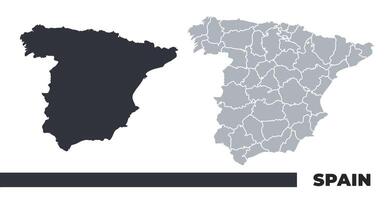 Spain flat and border outline maps vector