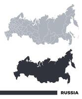Russia flat and border outline maps vector