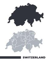 Switzerland flat and border outline maps vector