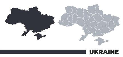 Ukraine flat and border outline maps vector