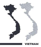 Vietnam flat and border outline maps vector