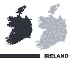 Ireland flat and border outline maps vector
