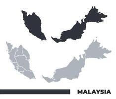 Malaysia flat and border outline maps vector