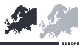 Europe flat and border outline maps vector