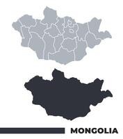 Mongolia flat and border outline maps vector