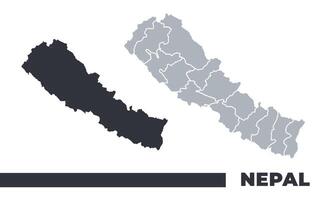 Nepal flat and border outline maps vector