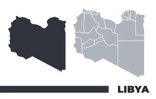 Libya flat and border outline maps vector