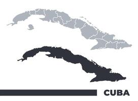 Cuba flat and border outline maps vector