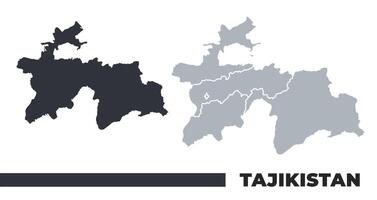 Tajikistan flat and border outline maps vector
