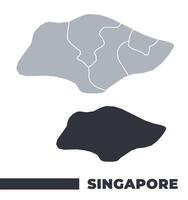 Singapore flat and border outline maps vector