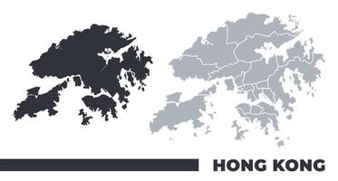 Hong Kong flat and border outline maps vector