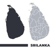 Sri Lanka flat and border outline maps vector