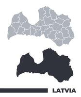 Latvia flat and border outline maps vector