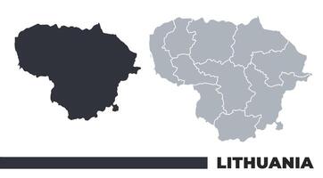 Lithuania flat and border outline maps vector