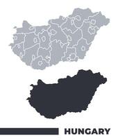 Hungary flat and border outline maps vector