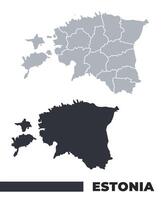 Estonia flat and border outline maps vector