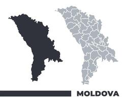 Moldova flat and border outline maps vector