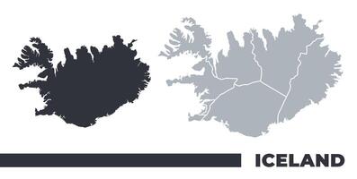 Iceland flat and border outline maps vector