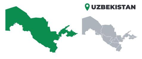 Uzbekistan map simple flat outline set vector
