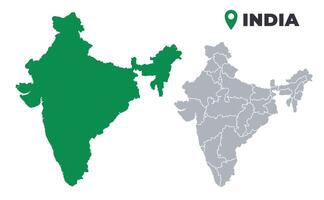 India map simple flat outline set vector