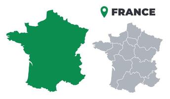 France map simple flat outline set vector