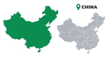 China map simple flat outline set vector