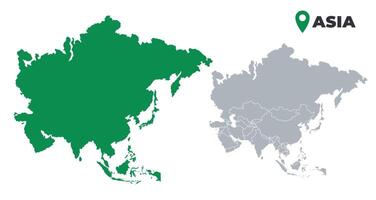 Asia map simple flat outline set vector