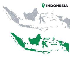 Indonesia map simple flat outline set vector