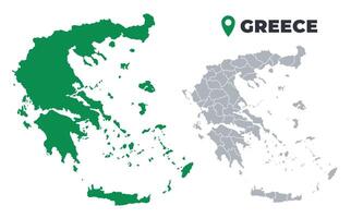 Greece map simple flat outline set vector