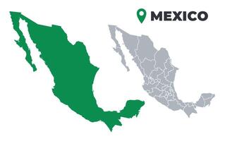 Mexico map simple flat outline set vector