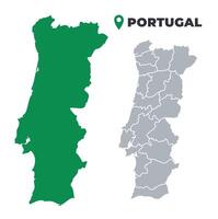 Portugal map simple flat outline set vector