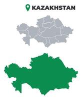 Kazakhastan map simple flat outline set vector