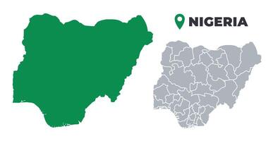 Nigeria map simple flat outline set vector
