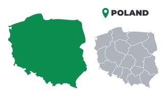 Poland map simple flat outline set vector