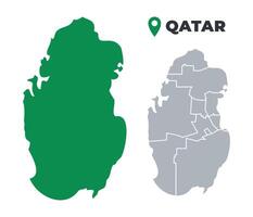 Qatar map simple flat outline set vector