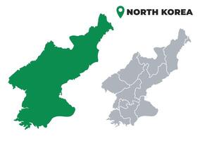North Korea map simple flat outline set vector