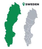 Sweden map simple flat outline set vector