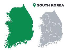 South Korea map simple flat outline set vector