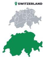 Switzerland map simple flat outline set vector